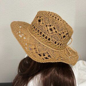 NWOT Adjustable Brown Straw Summer Hat Women (OS) SKU 03